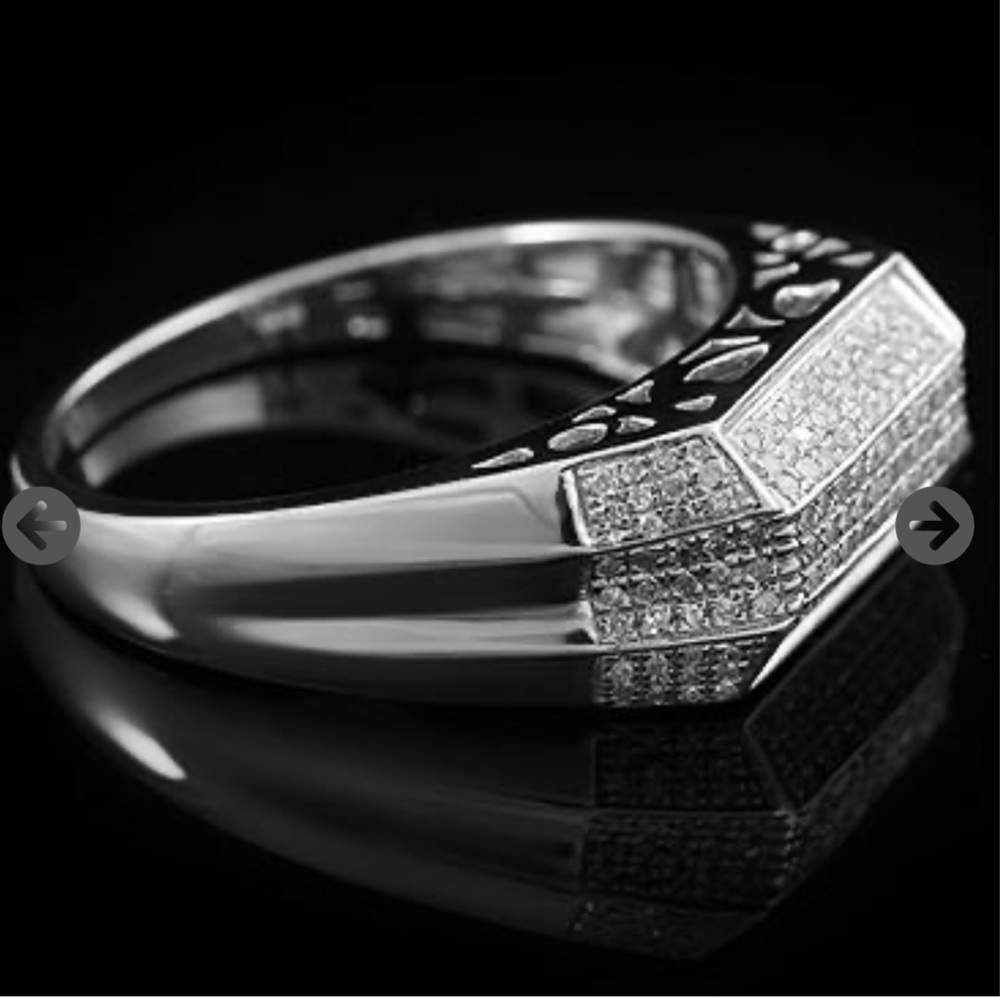 14K White Gold Over Solid Sterling Silver 0.50CTW Diamond Size 11 Designer Ring